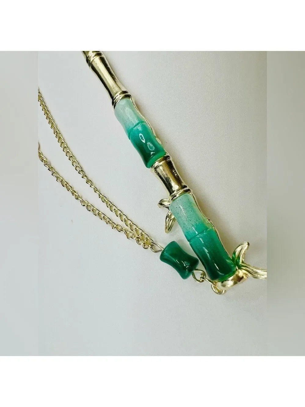 Gold and Green Bamboo Hair Pin